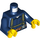 LEGO Dunkelblau Minifigur Torso Work Hemd mit Olive Safety Straps und Orange Gürtel (973 / 76382)