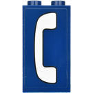 LEGO Donkerblauw Paneel 1 x 2 x 3 met Phone (Links) Sticker met zijsteunen - holle noppen (35340)