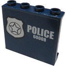LEGO Dark Blue Panel 1 x 4 x 3 with 'POLICE' and '60008' and Silver Badge (Left) Sticker with Side Supports, Hollow Studs (60581)