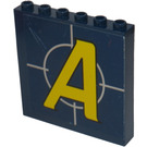 LEGO Donkerblauw Paneel 1 x 6 x 5 met Agents logo Sticker (59349)