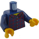 LEGO Tmavě modrá Plaid Button Košile Minifigurka Trup Přední a Zpět Printing (973 / 76382)