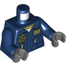 LEGO Donkerblauw Politie Helicopter Pilot Torso met Zippered Pockets en Sheriff's Badge (973 / 76382)