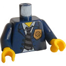 LEGO Dark Blue Police HQ Chief Torso with Golden Badge and Necktie with Dark Blue Arms and Yellow Hands (973)