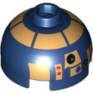 LEGO Dark Blue Round Brick 2 x 2 Dome Top (Undetermined Stud) with Metallic Gold (R8-B7) (95077)
