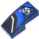 LEGO Donkerblauw Helling 1 x 2 Gebogen met Bumper Decoratie Rechtsaf Sticker (11477)