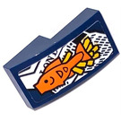 LEGO Dark Blue Slope 1 x 2 Curved with Fish & Chips Sticker (11477)