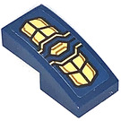 LEGO Dark Blue Slope 1 x 2 Curved with Golden Decoration Sticker (11477)