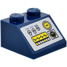 LEGO Donkerblauw Helling 2 x 2 (45°) met Control Paneel Sticker (3039)