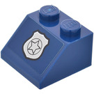 LEGO Bleu foncé Pente 2 x 2 (45°) avec Police Star Badge Autocollant (3039)