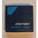 LEGO Donkerblauw Helling 2 x 2 Gebogen met CAUTION Loading Dock Patroon (Model Links) Sticker (15068)