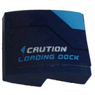 LEGO Donkerblauw Helling 2 x 2 Gebogen met CAUTION Loading Dock Patroon (Model Rechtsaf) Sticker (15068)