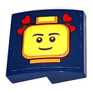 LEGO Bleu foncé Pente 2 x 2 Incurvé avec Diriger avec Cœurs Autocollant (15068)