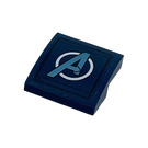 LEGO Dark Blue Slope 2 x 2 Curved with Light Blue Avengers Logo Sticker (15068)