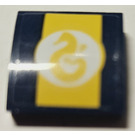LEGO Dark Blue Slope 2 x 2 Curved with Seahorse on Yellow Stripe Sticker (15068)