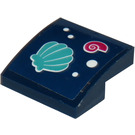 LEGO Dark Blue Slope 2 x 2 Curved with Seashells and Bubbles Sticker (15068)
