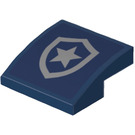 LEGO Dark Blue Slope 2 x 2 Curved with Shield and Star Sticker (15068)