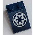LEGO Dark Blue Slope 2 x 3 (25°) with SW Imperial Logo Sticker with Rough Surface (3298)