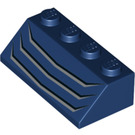 LEGO Dark Blue Slope 2 x 4 (45°) with Gray Curved Lines with Smooth Surface (3037 / 38134)