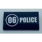 LEGO Dark Blue Slope 2 x 4 Curved with "06" and ''police" Sticker with Bottom Tubes (88930)