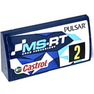 LEGO Dark Blue Slope 2 x 4 Curved with MS-RT PULSAR Castrol 2 Sticker with Bottom Tubes (88930)