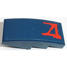 LEGO Dark Blue Slope 2 x 4 Curved with Red Stylized 'A' Sticker (93606)