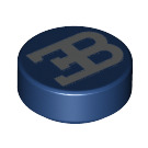 LEGO Bleu foncé Tuile 1 x 1 Rond avec Bugatti logo (37615 / 98138)