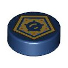 LEGO Bleu Foncé Tuile 1 x 1 Rond avec Gold Pentagon (35380 / 104777)