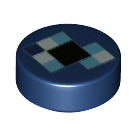 LEGO Donkerblauw Tegel 1 x 1 Ronde met Minecraft Ender Pearl Patroon (35380 / 47121)