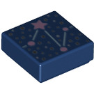 LEGO Donkerblauw Tegel 1 x 1 met Constellation met Pink stars met groef (3070 / 73030)