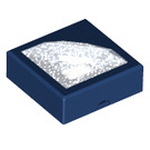 LEGO Donkerblauw Tegel 1 x 1 met Raised Wit Diamant met groef (3070 / 72078)