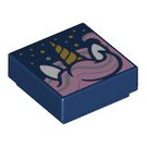 LEGO Dark Blue Tile 1 x 1 with Unicorn with Groove (3070 / 101642)