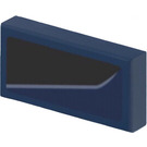 LEGO Dark Blue Tile 1 x 2 with Black Shape (Left) Sticker with Groove
