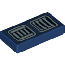 LEGO Dark Blue Tile 1 x 2 with Gray Vents with Groove (3069)