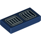 LEGO Dark Blue Tile 1 x 2 with Gray Vents with Groove (3069 / 31473)