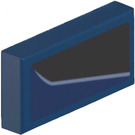LEGO Dark Blue Tile 1 x 2 with Black Shape (Right) Sticker with Groove