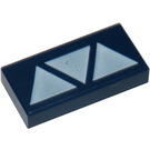 LEGO Dark Blue Tile 1 x 2 with Vulture Droid Triangles with Groove (3069)