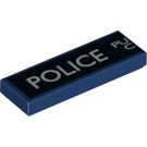 LEGO Dark Blue Tile 1 x 3 with Left Side of "Police Public Call Box" (24411 / 63864)