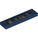 LEGO Dark Blue Tile 1 x 4 with Golden Ice Festival Scenery (2431 / 83859)