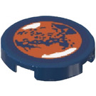 LEGO Dark Blue Tile 2 x 2 Round with Orange Planet Sticker with Bottom Stud Holder (14769)