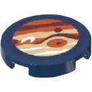 LEGO Dark Blue Tile 2 x 2 Round with Planet and Moons Sticker with Bottom Stud Holder (14769)