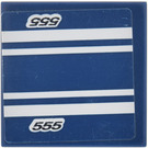 LEGO Donkerblauw Tegel 2 x 2 met 555 en Wit Lines Sticker met groef (3068)