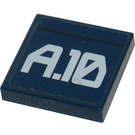 LEGO Dark Blue Tile 2 x 2 with 'A.10' Sticker with Groove (3068)