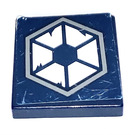 LEGO Dark Blue Tile 2 x 2 with Droid Trifighter Logo Sticker with Groove (3068)