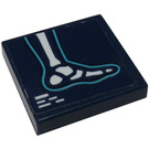 LEGO Dark Blue Tile 2 x 2 with Foot X-Ray Sticker with Groove (3068)