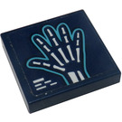 LEGO Dark Blue Tile 2 x 2 with Hand X-Ray Sticker with Groove (3068)