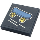 LEGO Donkerblauw Tegel 2 x 2 met Skateboard Sticker met groef (3068)