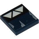 LEGO Dark Blue Tile 2 x 2 with Three Droid Triangles and Damage Sticker with Groove (3068)