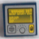 LEGO Dunkelblau Fliese 2 x 2 mit Gelb Screen mit Secret Security Scan Aufkleber mit Nut (3068)