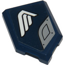 LEGO Bleu foncé Tuile 2 x 3 Pentagonal avec blanc Aile et Medium Stone Grey assiette (Droite) Autocollant (22385)