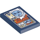 LEGO Dark Blue Tile 2 x 3 with Astronaut, Health and Air Monitors Sticker (26603)